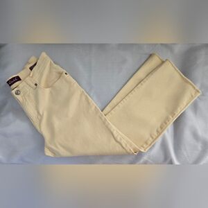 Gloria Vanderbilt Amanda Jeans Sz 4 Cropped Raw Hem Pale Yellow Euc